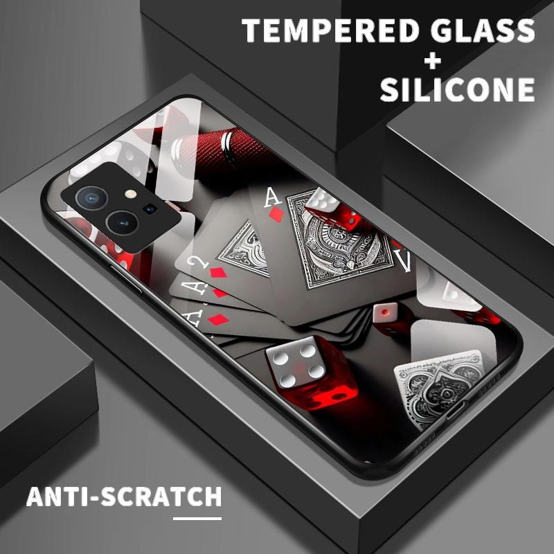 เหมาะสำหรับ VIVO Y75 5G Y75 4G Y75S Y72 Y73 Y76 Y7s Y85 Y89 กรณีโทรศัพท์ใหม่เคส Menyenangkan Poker