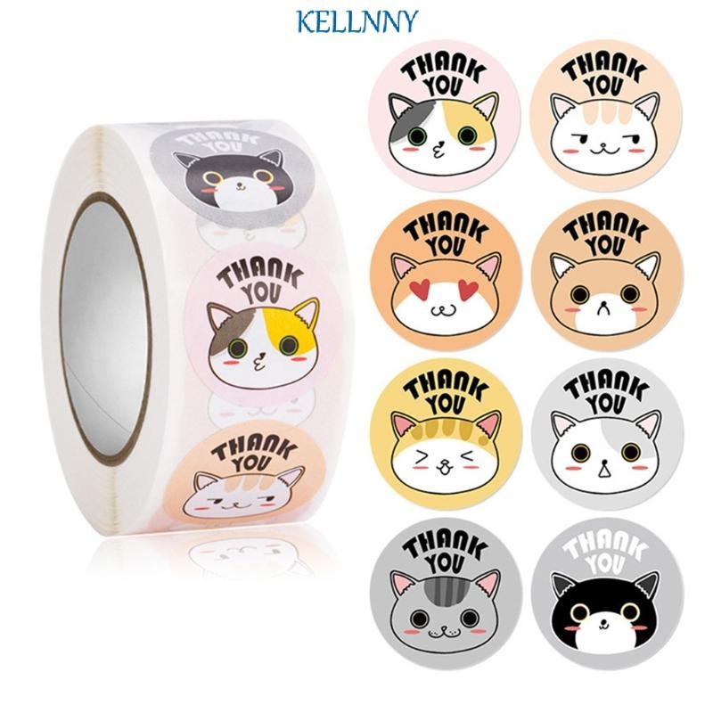 Kellnny 500 ชิ้นสติกเกอร์สัตว์น่ารักม้วนป้ายน่ารักสําหรับกล่องหัตถกรรม DIY Decros