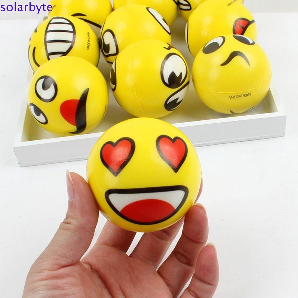 Solarbyte ลูกบอลบีบหน้ายิ้ม, ฟองน้ําแสดงออก Smile Face Foam Ball, เครื่องนวดเท้า PU 6 ซม.ยืดหยุ่นมือ