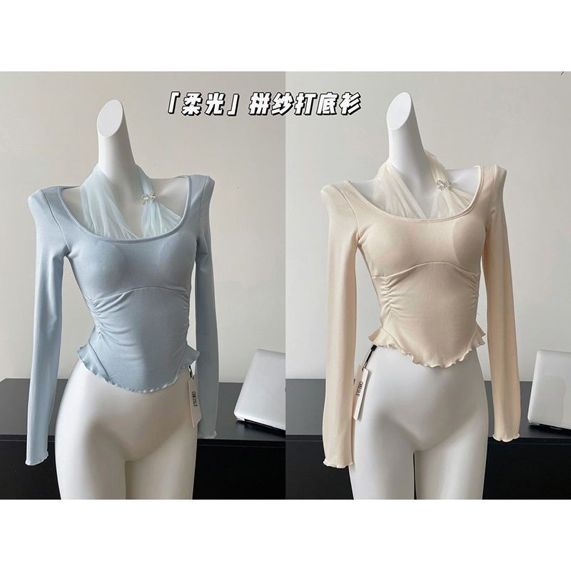 [Ginnie] COD PD-5HSSD2024 ฤดูใบไม้ร่วงฤดูหนาว Halter คอนุ่มนมสีขาวสไตล์พื้นฐานพร้อม Slim-fit Gauze B