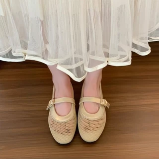 รองเท้าแมรี่เจน ทรงตาข่ายสายคาดหน้า สวย สบาย ไม่กัดเท้าระบายอากาศ พร้อมส่งจาก กทม. Mary jane shoes