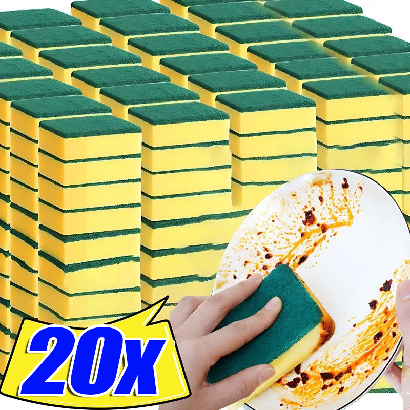 5-20 ชิ้นฟองน้ําทําความสะอาดมายากล-ฟองน้ําล้างจานดูดซับสูงสองด้าน-เครื่องมือทําความสะอาดห้องครัว