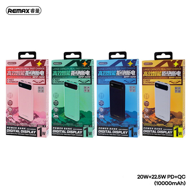 Remax RPP-520 10000MAH / RPP-521 20000MAH / RPP-522 30000 mAh แบตเตอรี่สำรอง Power Bank PD22.5W พาวเวอร์แบงค์ชาร์จเร็ว