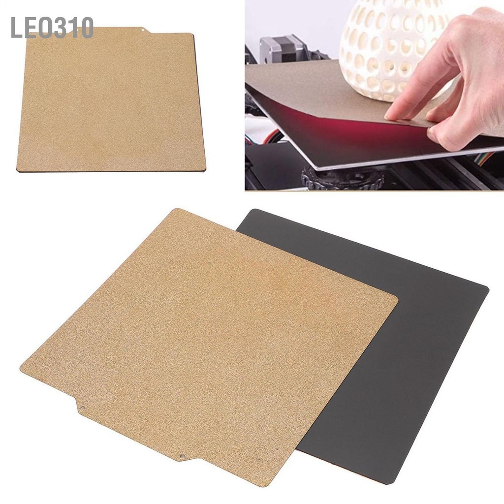 Leo310 แผ่น PEI พื้นผิวสองด้าน 355 มม. x พร้อมแผ่นสร้างเหล็กสปริงยืดหยุ่นสำหรับ Vorn 2.4 350 Build 3