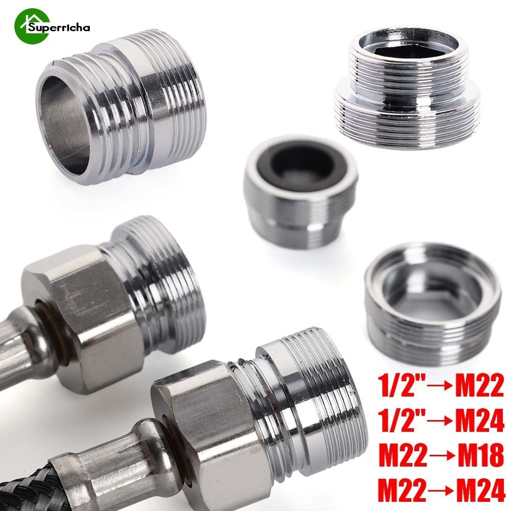 อะแดปเตอร์ก๊อกน้ําเชื่อมต่อท่อ ตัวผู้ 1/2 นิ้ว M22 M24 - ข้อต่อก๊อกน้ํา อลูมิเนียม ทนทาน - ตัวผู้ 22 มม. เป็นตัวผู้ M18 M24