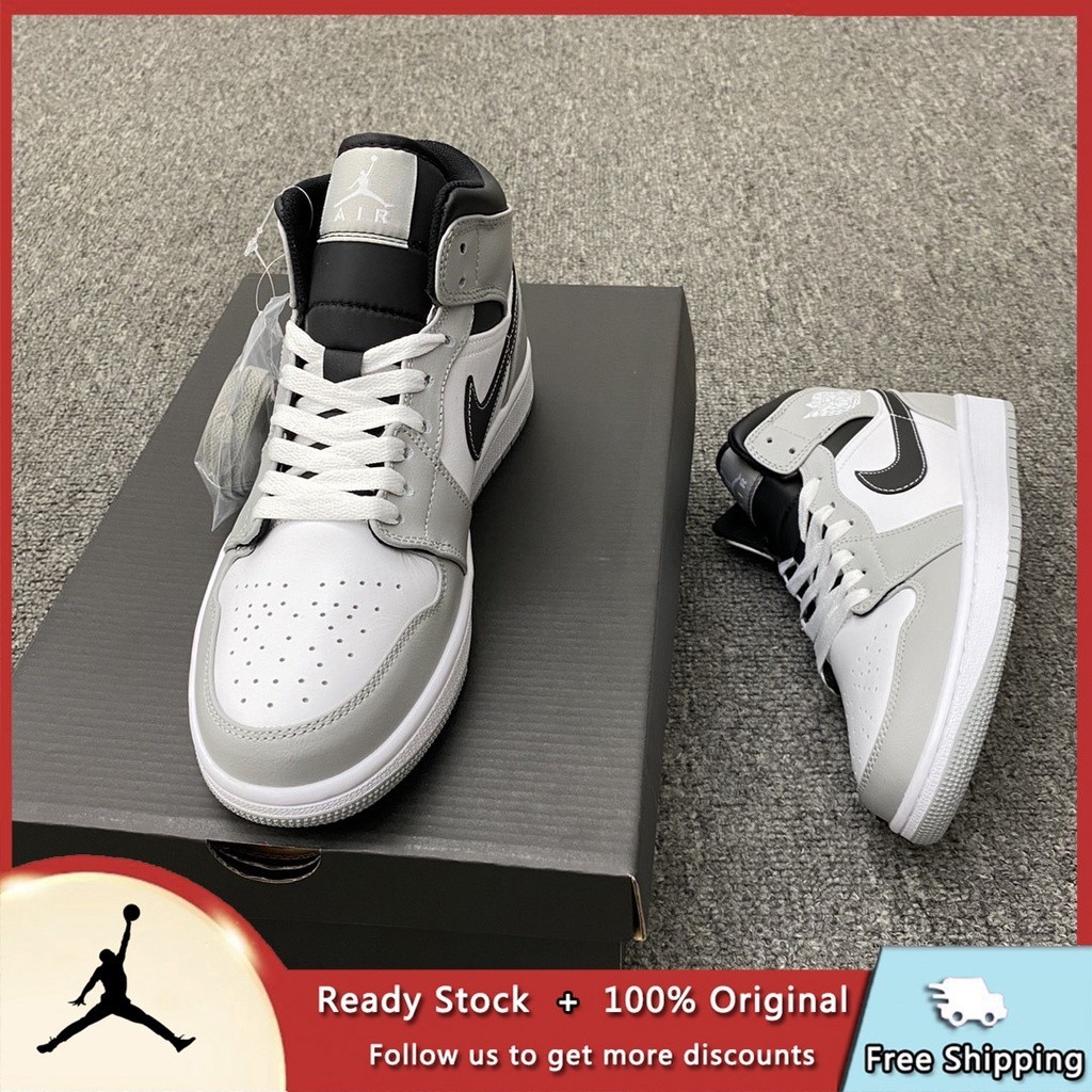 Nike Air Jordan 1 Mid SE Light Smoke Grey AJ1 รองเท้ากีฬา รองเท้าวิ่ง สําหรับผู้ชาย และผู้หญิง 2023