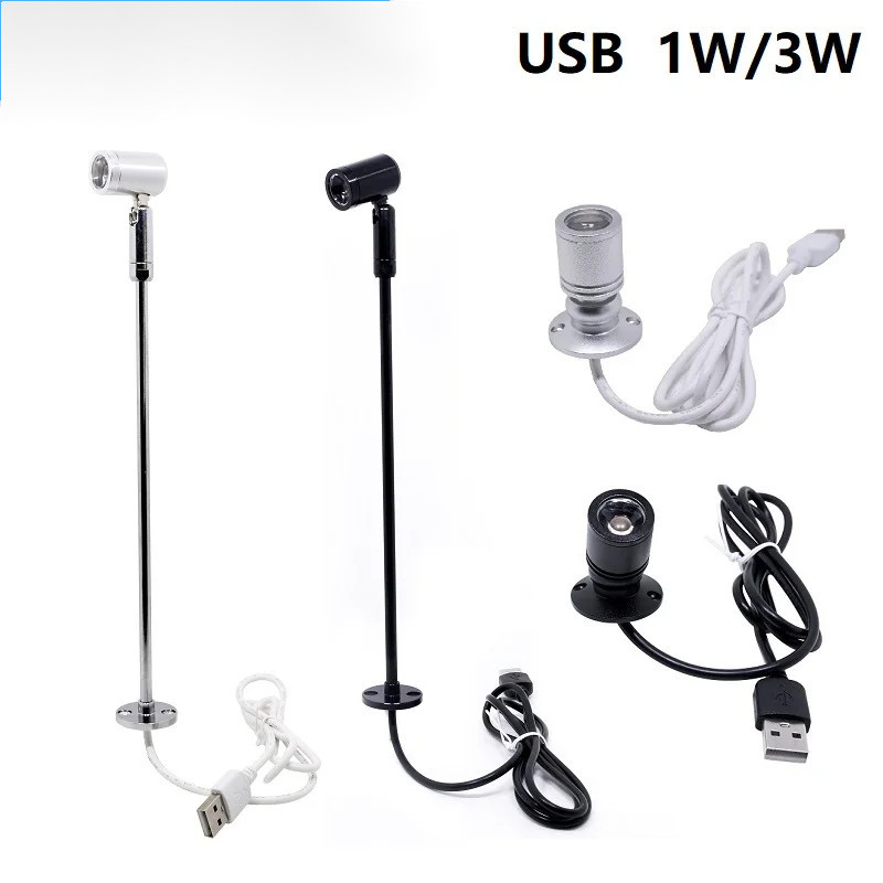 ไฟสปอตไลท์ Led USB 5V 1W 3W หมุนได้ สําหรับติดเพดานตู้โชว์ เครื่องประดับ