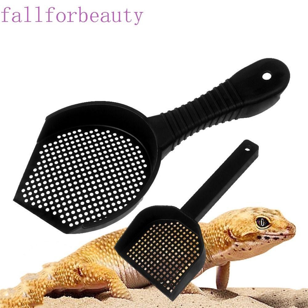 Fallforbeauty พลั่วตักทรายหนูแฮมสเตอร์ ที่จับกันลื่น ที่ตักทรายแมว พลาสติก คิตตี้ แบบพกพา แขวนได้ สีดํา รูเล็ก งู ตัก ในร่ม