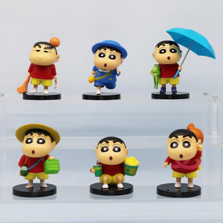 6 ชิ้น/เซ็ต Crayon Shin chan คอสเพลย์ทุกวันโรงเรียนอะนิเมะรูป COD สต็อกรูปตุ๊กตาของเล่นสําหรับของขวัญเด็กคอลเลกชันเครื่องประดับรถบ้านเค้กตกแต่ง Gacha
