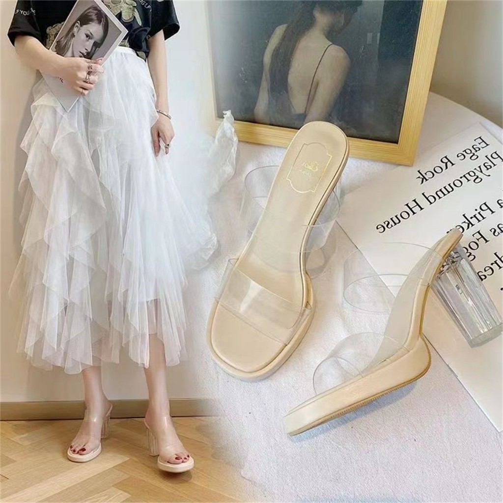 พร้อมส่ง คุ้มที่สุด! รองเท้าส้นสูง รองเท้าผู้หญิง ประดับคริสตัล แฟชั่นฤดูร้อน 2025(ส้น3.5นิ้ว ไซส์ 37-42) A52A53