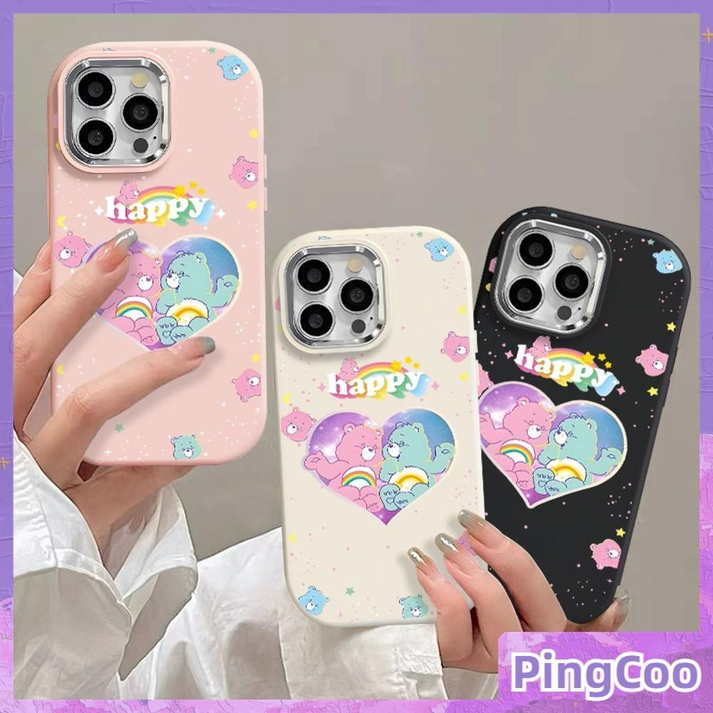 PingCoo - สำหรับ iPhone 15 Pro Max iPhone 11 กรณีหรูหราไฟฟ้าซิลิโคนอ่อนนุ่มถุงลม ShockpRoof คู่รักแคร์แบร์ เข้ากันได้กับ iPhone 14 13 12 11 XS XR 7Plus 8Plus