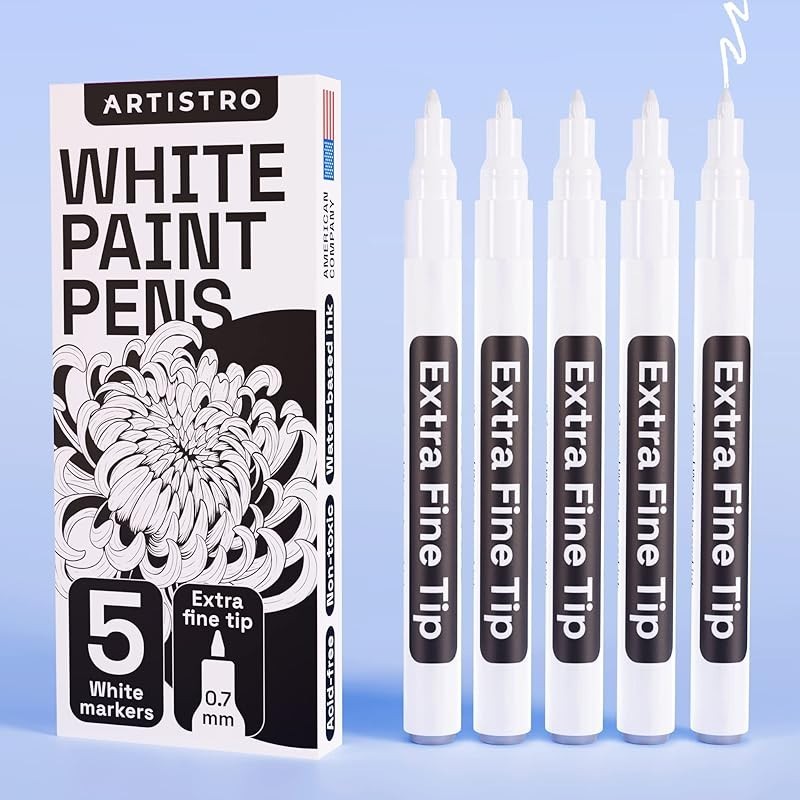 ปากกาเพ้นท์ สีขาว สําหรับหินเซรามิกแก้วไม้ (ปากกา 5 ด้าม, สีขาว ใหม่)
