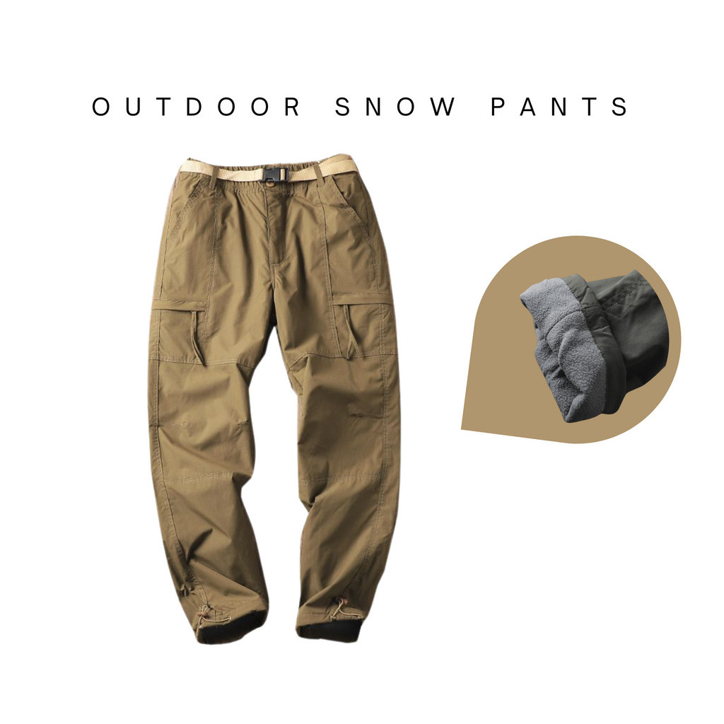 e-Tax [พร้อมส่งจากไทย] Snow pants กางเกงบุขน สำหรับอากาศหนาว สีน้ำตาล