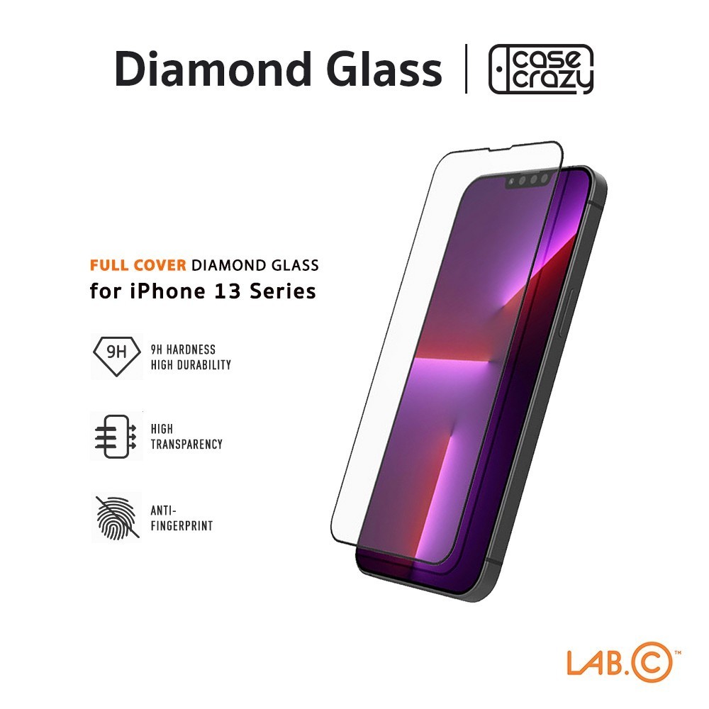 LAB.C ฟิล์มกระจก Full cover Diamond Glass สำหรับ iPhone13mini / 13 ,13Pro / 13 Pro Max