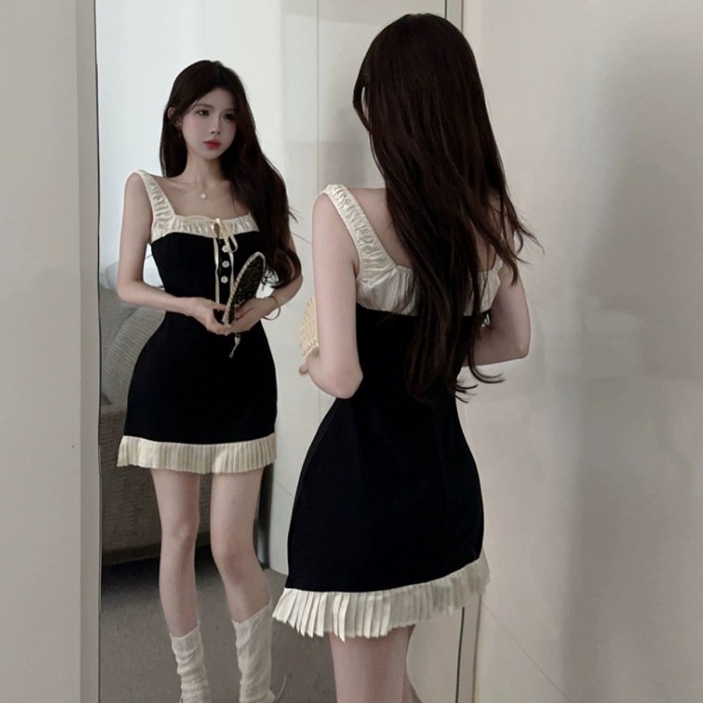 (จัดส่งจากประเทศไทย) ชุดเดรสแขนกุดแฟชั่นฤดูร้อนใหม่ กระโปรงสั้นเซ็กซี่เพรียวบางของผู้หญิง - รูปที่ 3