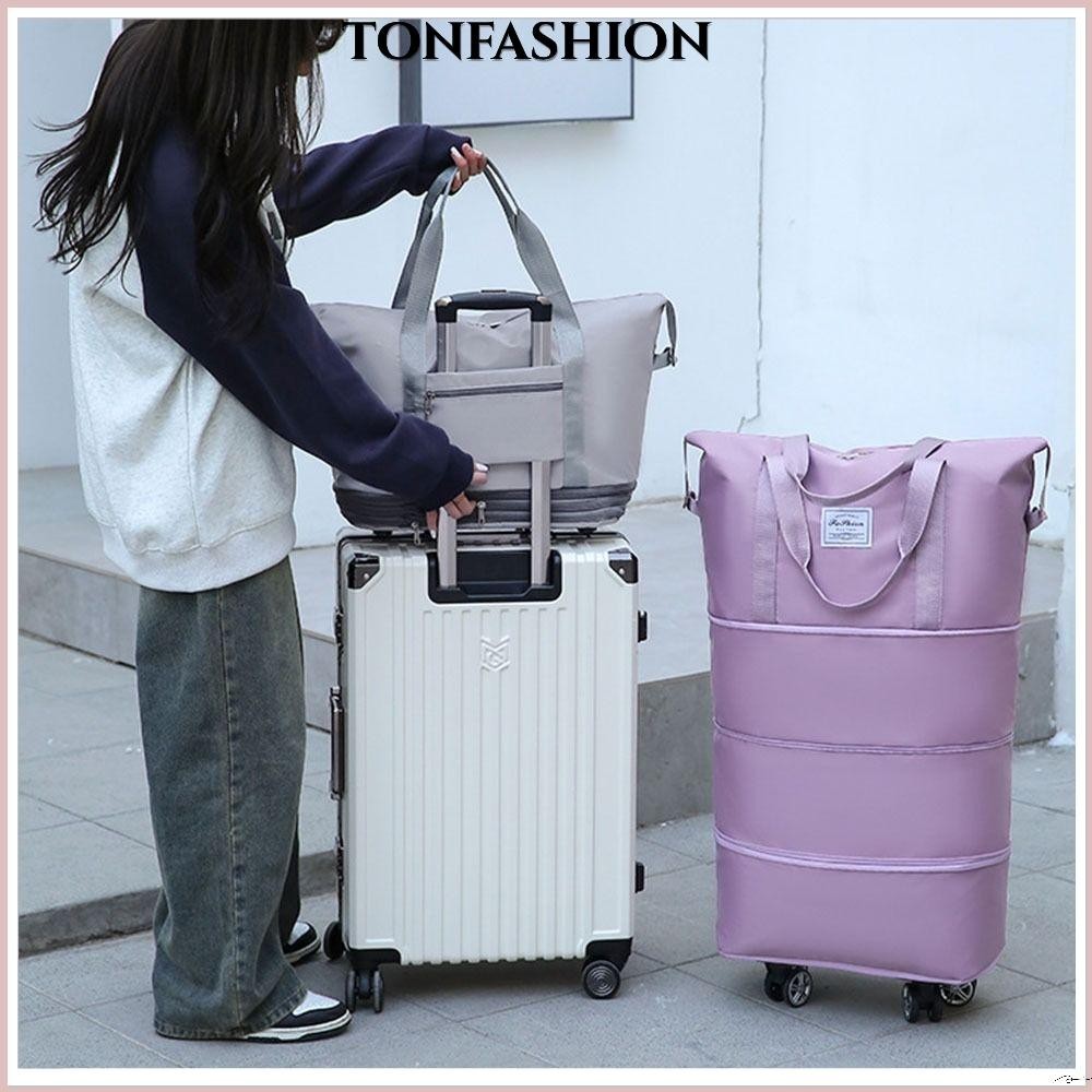 Tonfashion กระเป๋าเดินทาง กระเป๋าถือ ขยายได้ ความจุขนาดใหญ่ พับได้ พร้อมล้อลาก และกระเป๋าเดินทาง