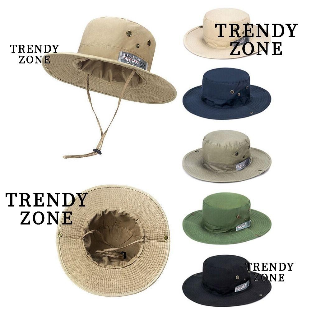 Trendyzone หมวกบักเก็ต กันแดด ป้องกันรังสียูวี ระบายอากาศ สีพื้น แฟชั่นฤดูร้อน สําหรับผู้ชาย
