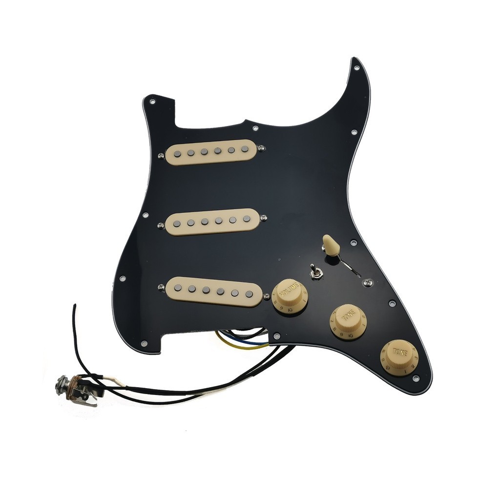 HS-(จัดส่งฟรี)Pickups Guitar SSS Single Coils Alnico 5 Pickups Load Pickguard /Yellow Pickup Covers 