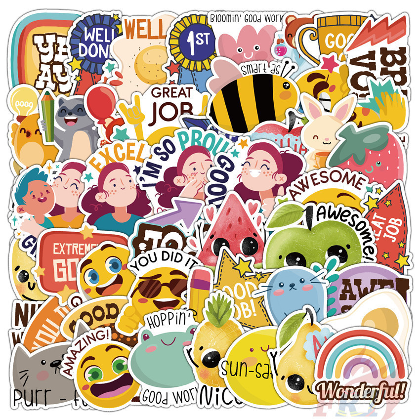❉ Funny English Kids Reward Series 05 Emoji Slang Stickers ❉ 50Pcs/Set DIY Fashion Waterproof Doodle