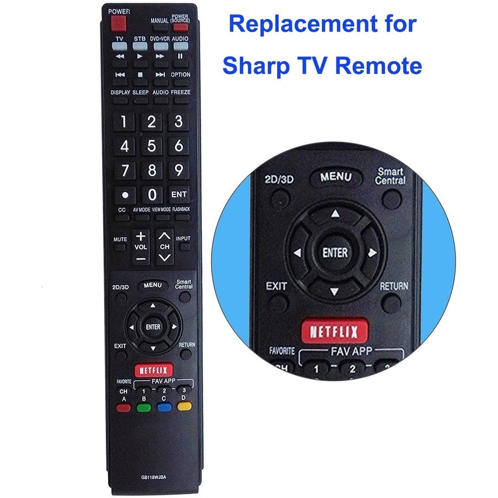 GB118WJSA รีโมทคอนโทรลใช้งานร่วมกับ Sharp AQUOS TV LC70LE745U LC70LE845U LC70LE8470U LC70LE847U LC70