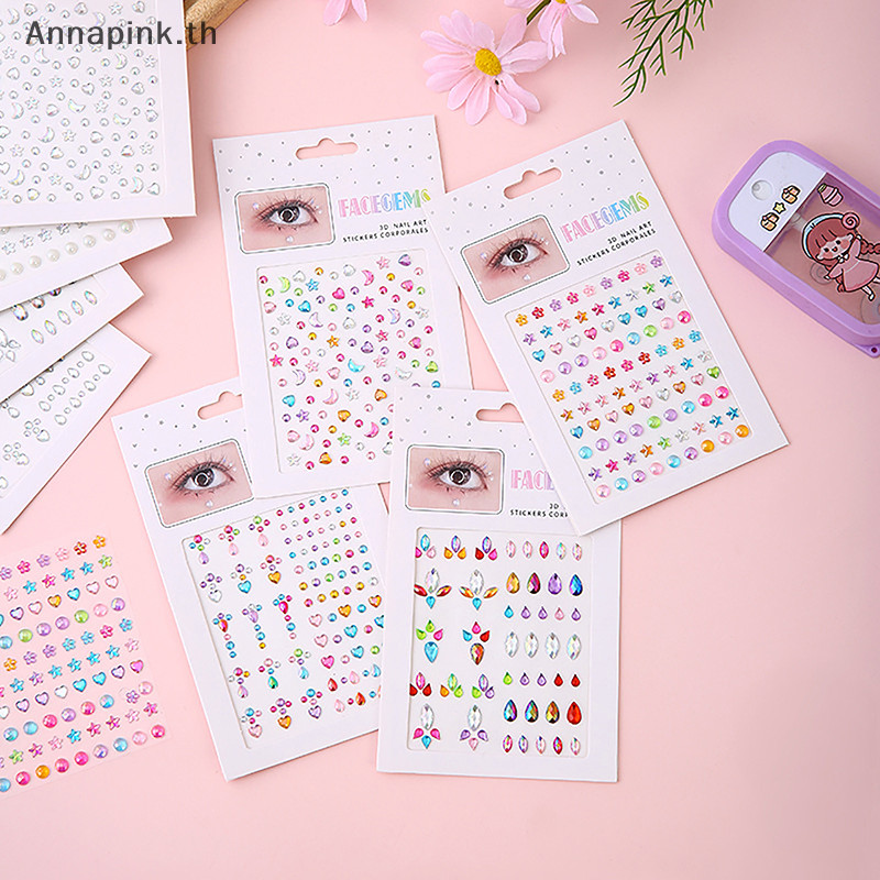 Annapink.th Face Gems Tattoo Eye Jewels Festival Body Crystal Make Up Sticker Pearls EN - รูปที่ 4