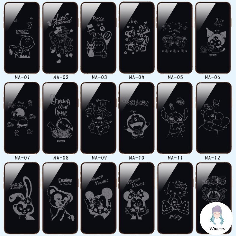 การ์ตูน Snoopy ฟิล์ม 20D Anti-spy ความละเอียดสูงป้องกันหน้าจอสําหรับ IPhone 16 15 14 12 11 Pro XR XS Max ป้องกันหน้าจอฟิล์มโทรศัพท์มือถือฝาครอบฟิล์ม