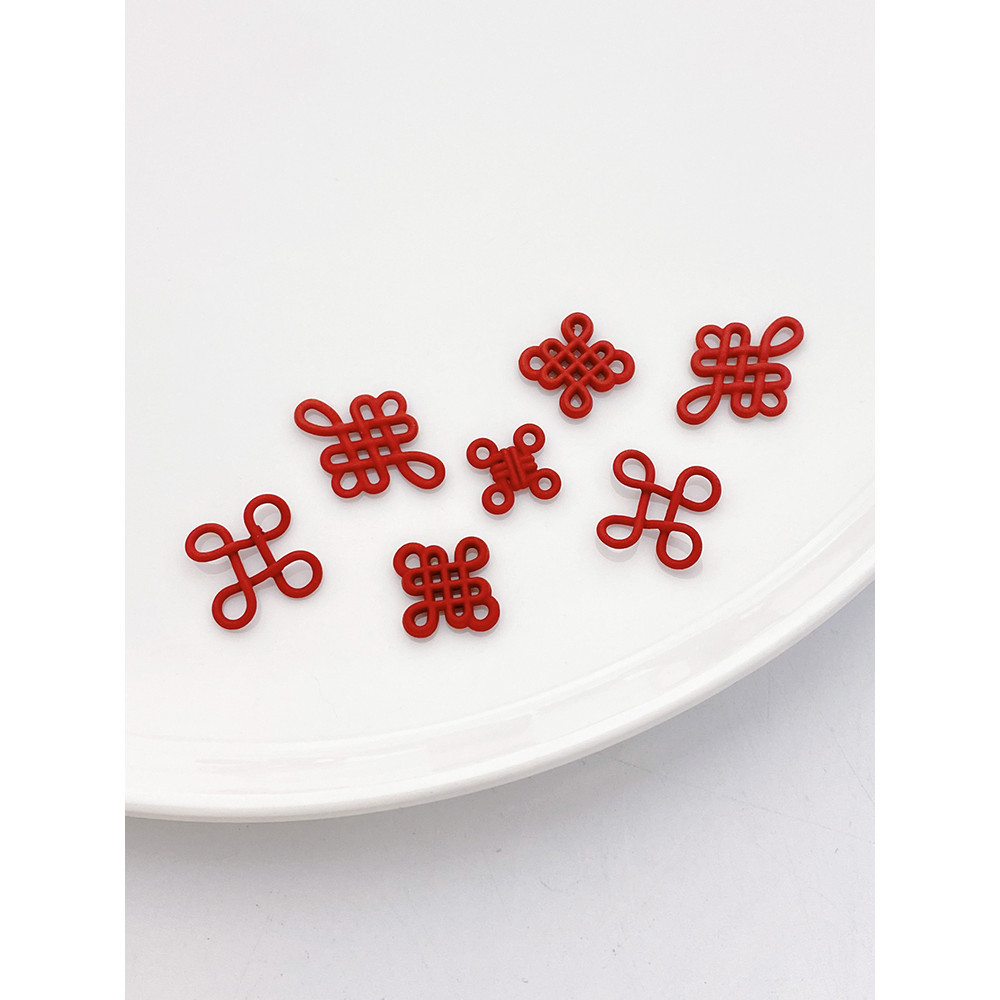 Spacer ลูกปัดสีแดงจีน Knot จี้ทําด้วยมือ diy