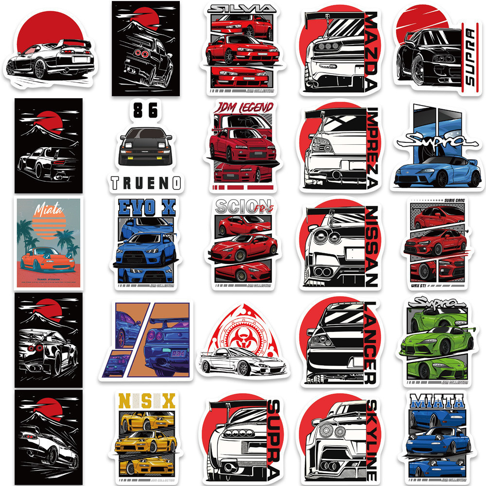 💥พร้อมส่ง💥ป้ายร้าน ญี่ปุ่น คำขวัญ โฆษณา การ์ตูน JDM DIY EVO NSX RX7 AE86 50แผ่น LOGO sticker ดัดแปลง michelin HONDA JAPA