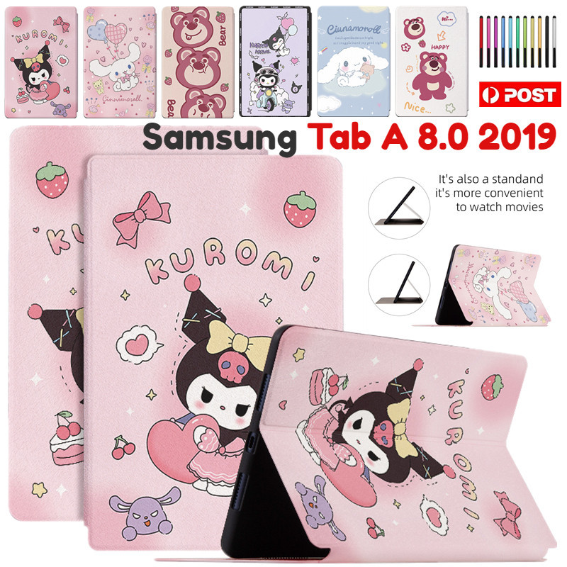เคสแท็บเล็ต หนัง PU กันกระแทก ลายการ์ตูนน่ารัก พร้อมขาตั้ง สําหรับ Samsung Galaxy Tab A 8.0 2019 SM-T290 SM-T295 SM-T297