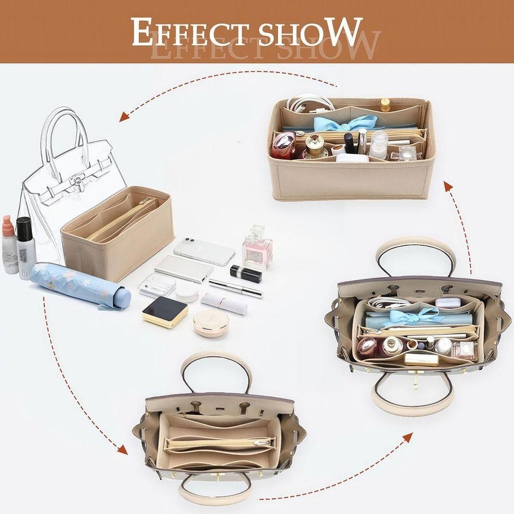 UUMIR  กระเป๋าถือ ผ้าสักหลาด มีหลายช่อง แบบพกพา สําหรับ Birkin25 30 35