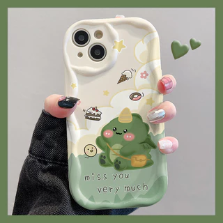 【ส่งจากไทย】จัดส่งภายใน 48 ชั่วโมง 3Dการ์ตูนไดโนเสาร์มีความสุข เคสสำหรับไอโฟน11 For iPhone 11 12 13Pro Max 7 8 Plus SE2