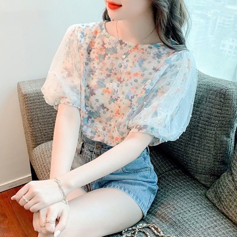 [แนะนํา] ใหม่ เสื้อเชิ้ตแขนสั้น ผ้าชีฟอง ลายดอกไม้ แฟชั่นฤดูร้อน สําหรับผู้หญิง 2024