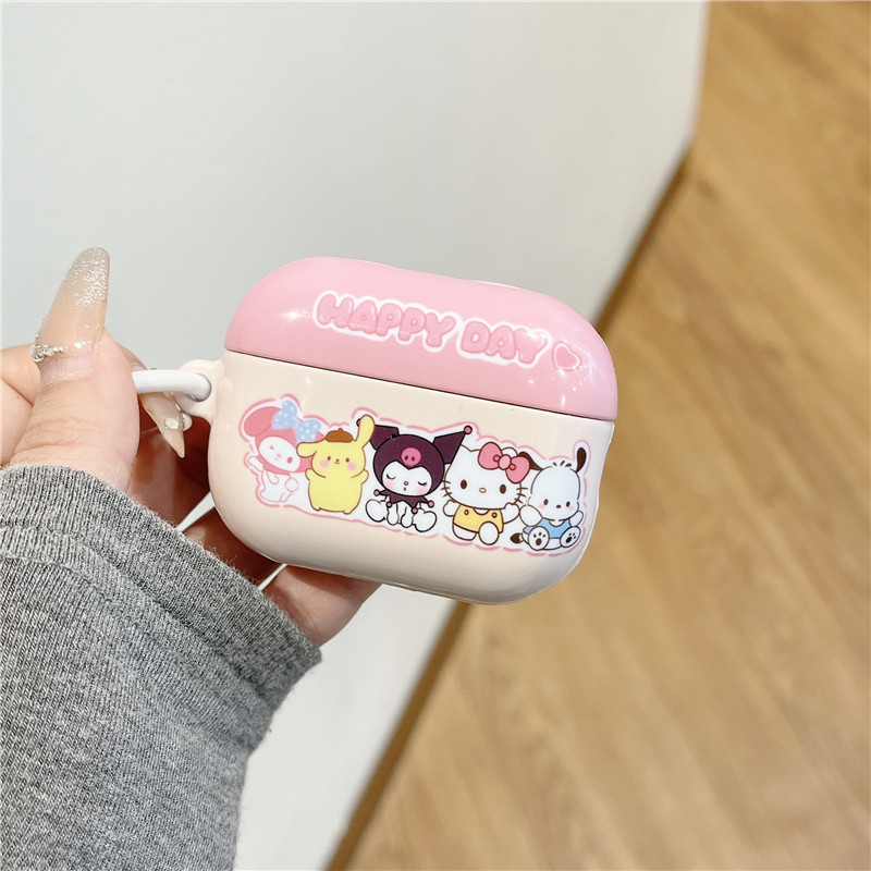 SANRIO เคสหูฟัง แบบแข็ง ลาย Hello Kitty Cinnamoroll Kuromi พร้อมตะขอโลหะ สําหรับ Airpods Pro 2 3 2 1