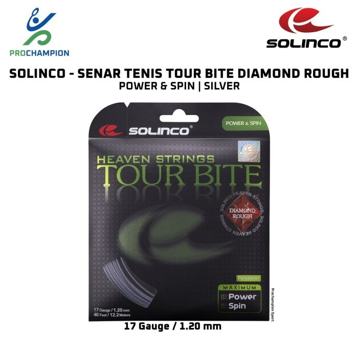 Original Solinco String Tour Bite Diamond Rought Silver Tennis Strings