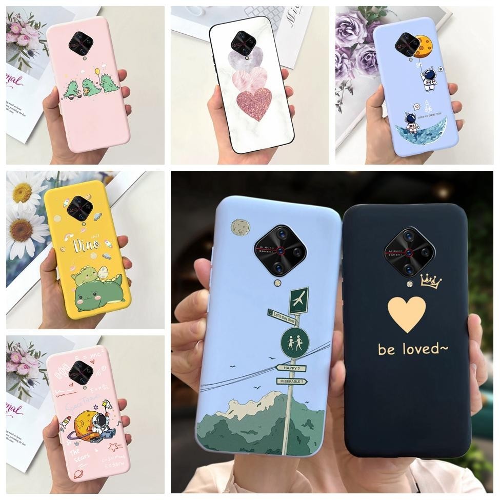 Vivo S1 Pro เคส 1920 กันกระแทก ลูกกวาด ซิลิโคน กันชน เคส Vivo S1 Pro แฟชั่น น่ารัก ดอกไม้ แมว นักบินอวกาศ ทาสี