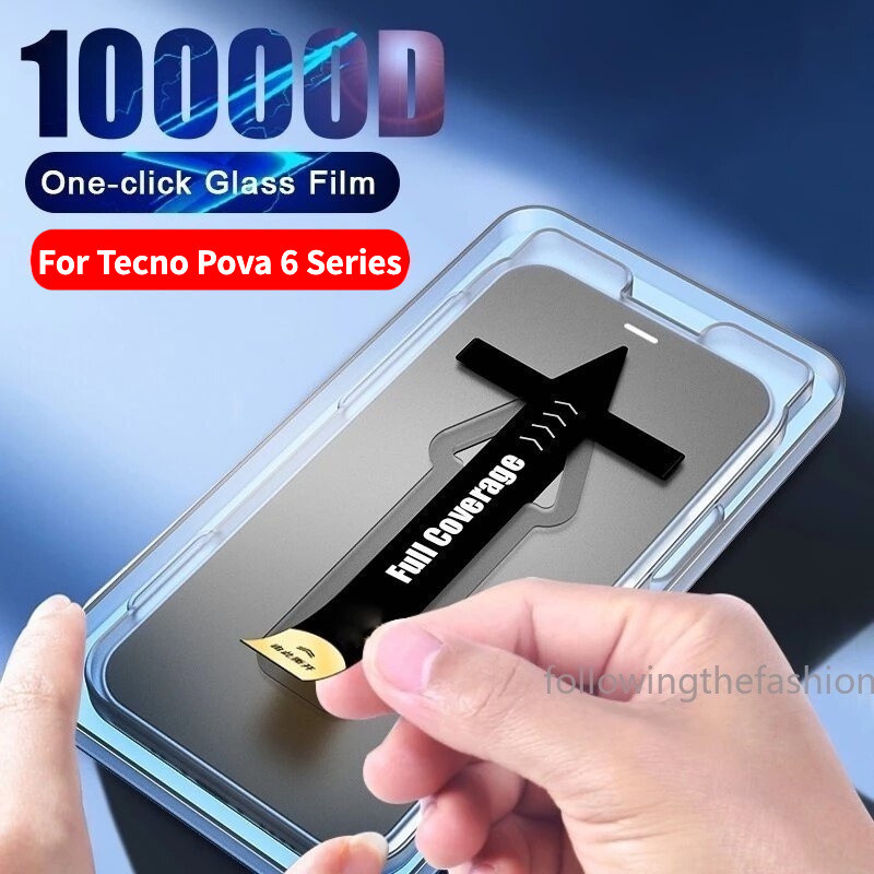 อัตโนมัติเสริมฟิล ์ ม Applicator HD กระจกนิรภัยสําหรับ Tecno Pova 6 Pro 5G Pova6 4G 6Pro Neo 2024 ฝาครอบป ้ องกันหน ้ าจอ One-click ติดตั ้ งป ้ องกันฝุ ่ นฟรี