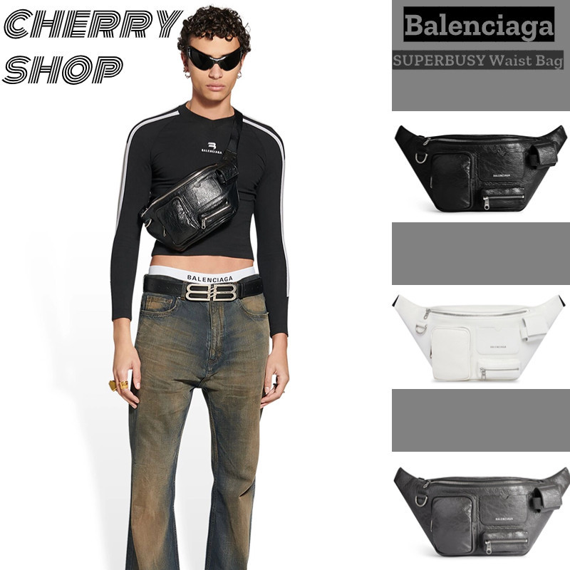 ของใหม่แท้100%บาเลนเซียก้า Balenciaga SUPERBUSY Waist Bag กระเป๋าคาดเอว กระเป๋าคาดหน้าอกของผู้ชาย