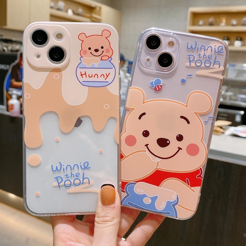 ปลอกสําหรับ POCO C65 F6 M6 X6 Pro Xiaomi 14T 13T 12T 11T 10T Mi 14 13 12 11 Lite POCO X5 F5 X4 F4 F3 M5 M4 M3 X3 NFC X3 GT เคสโทรศัพท์มือถือ ซิลิโคนนุ่ม ใส ลายการ์ตูนหมี วินนี่ น่ารัก สําหรับ