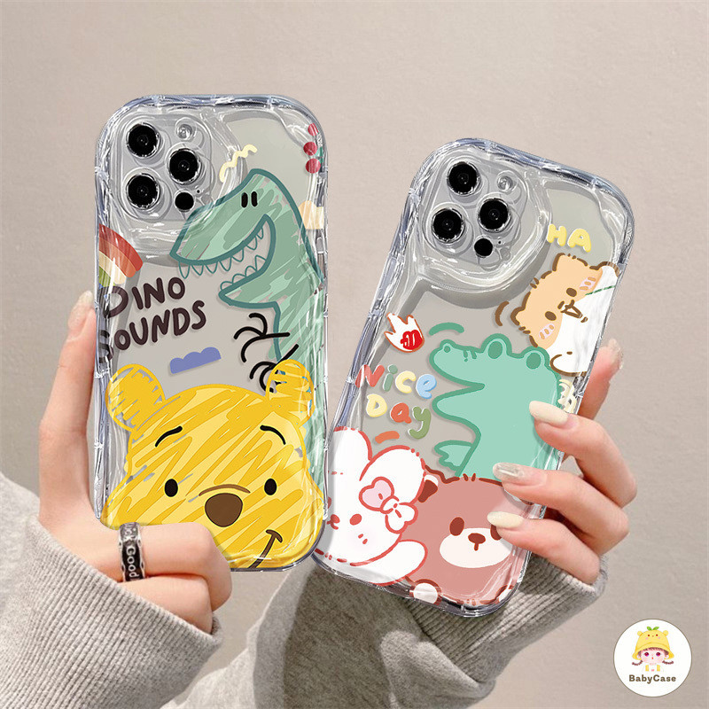 เคสไดโนเสาร์ลายการ์ตูน Winnie the Bear Rabbit น่ารักสำหรับ iPhone 11 15 14 13 12 Pro Max XS XR X Max 7 8 Plus
