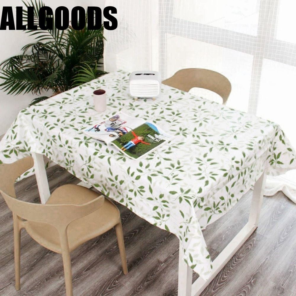 Allgoods ผ้าปูโต๊ะ PVC หนานุ่ม กันน้ํามัน พิมพ์ลายใบไผ่ สําหรับตกแต่งโต๊ะ