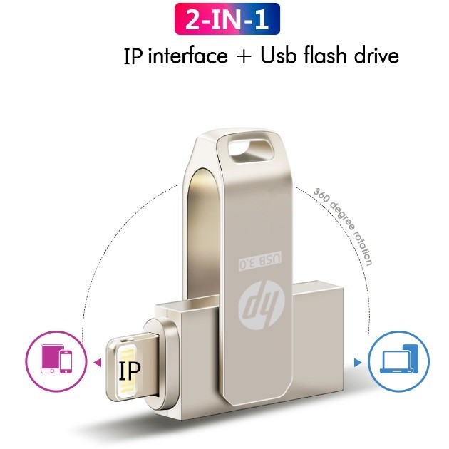 Hp แฟลชไดรฟ์ Usb 1TB 3 in 1 Otg Pendrive สําหรับ iPhone อุปกรณ์จัดเก็บข้อมูลภายนอก 2 in 1
