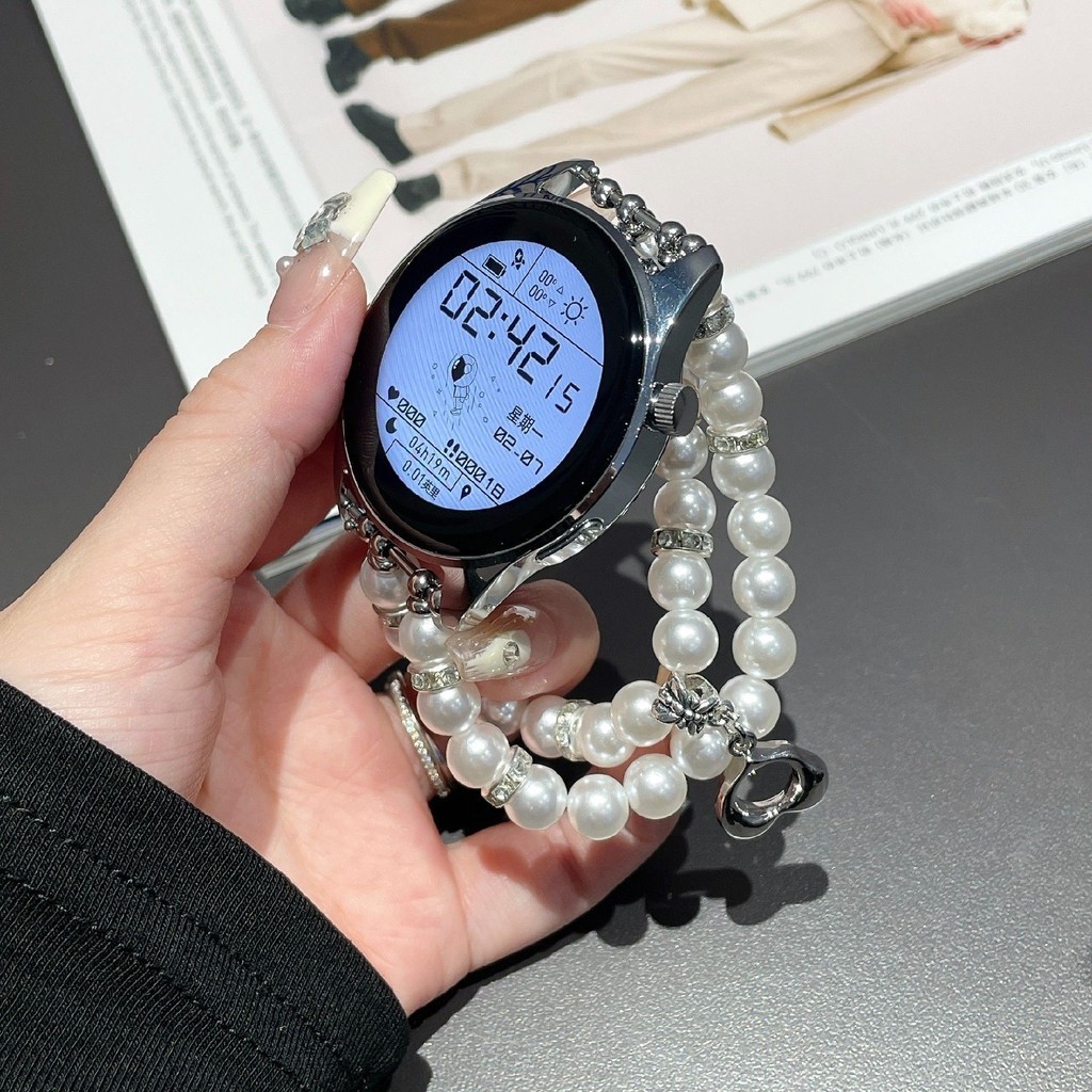 สายนาฬิกาข้อมือ ประดับไข่มุกคริสตัล สําหรับ Huawei GT4 Watch3 4Pro Glory Magic2 GT3