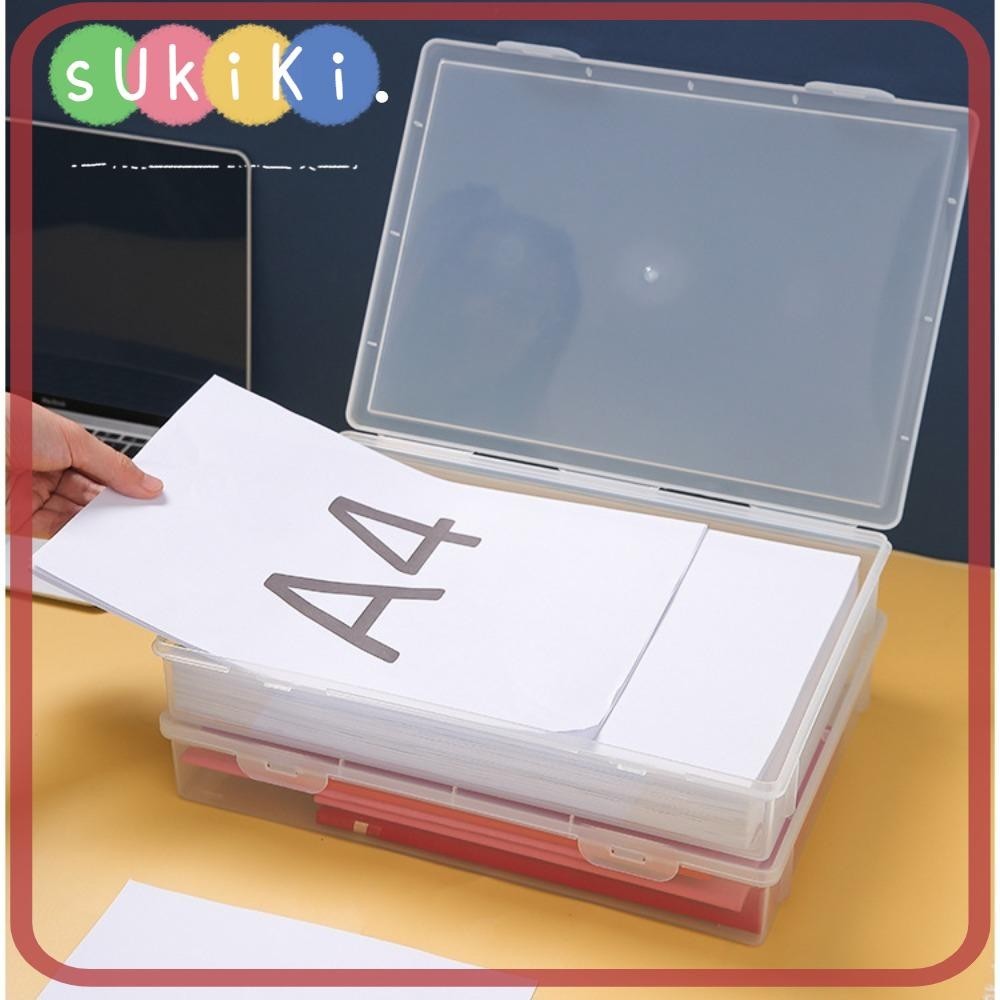 Sukiki กล่องพลาสติก ทรงสี่เหลี่ยม ขนาด A4 สําหรับใส่เอกสาร
