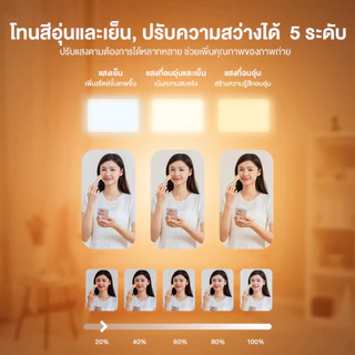 ไฟเซลฟี่ ไฟเติม LED แบบคลิปออน อุณหภูมิสี 3 สี และความสว่างปรับได้ 5 ระดับ ขนาดเล็กพกพาสะดวก