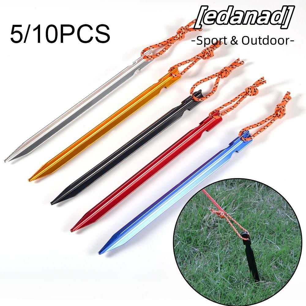 Edanad หมุดเต็นท์อลูมิเนียม ทรงสามเหลี่ยม แบบพกพา 18 ซม. 5 10 ชิ้น