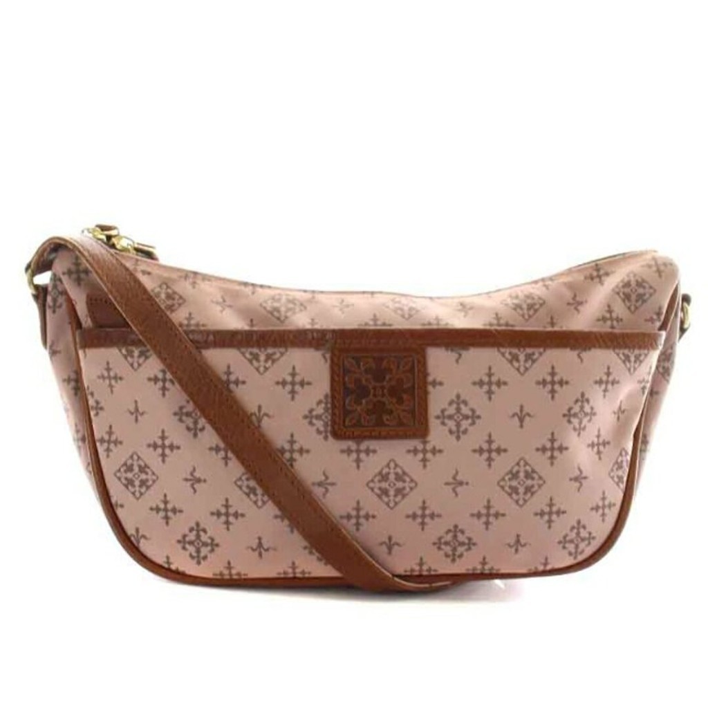 Rasit RUSSET Shoulder Bag Nylon Total Pattern Monogram Pink Brown Direct from Japan Secondhand