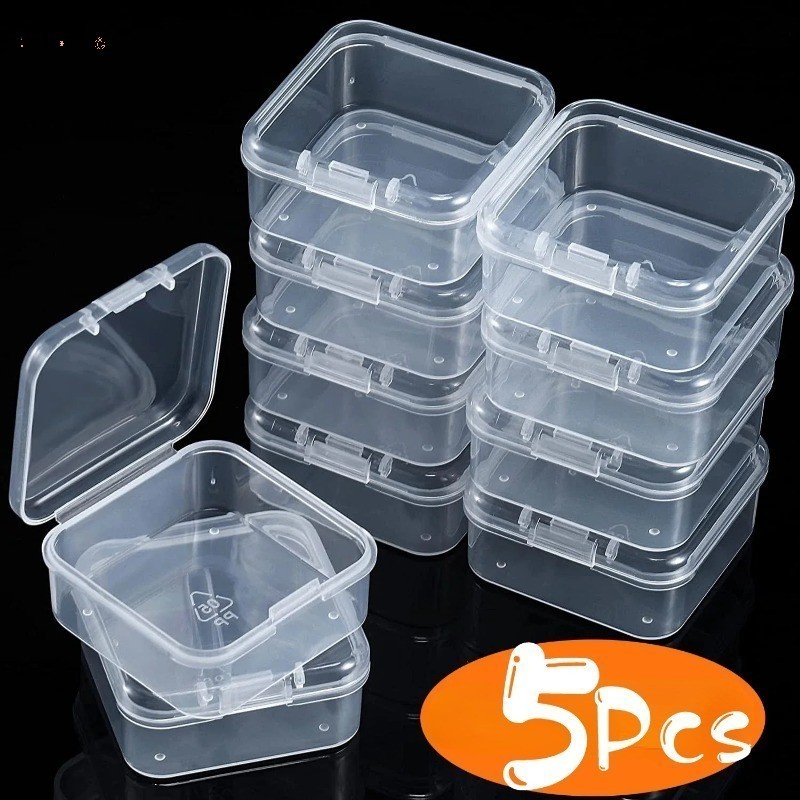 กล่องพลาสติกใส ทรงสี่เหลี่ยม ขนาด 5.5x5.5x2 ซม. กันฝุ่น แบบพกพา สําหรับเก็บเครื่องประดับ ต่างหู แหวน ลูกปัด 1 5 ชิ้น