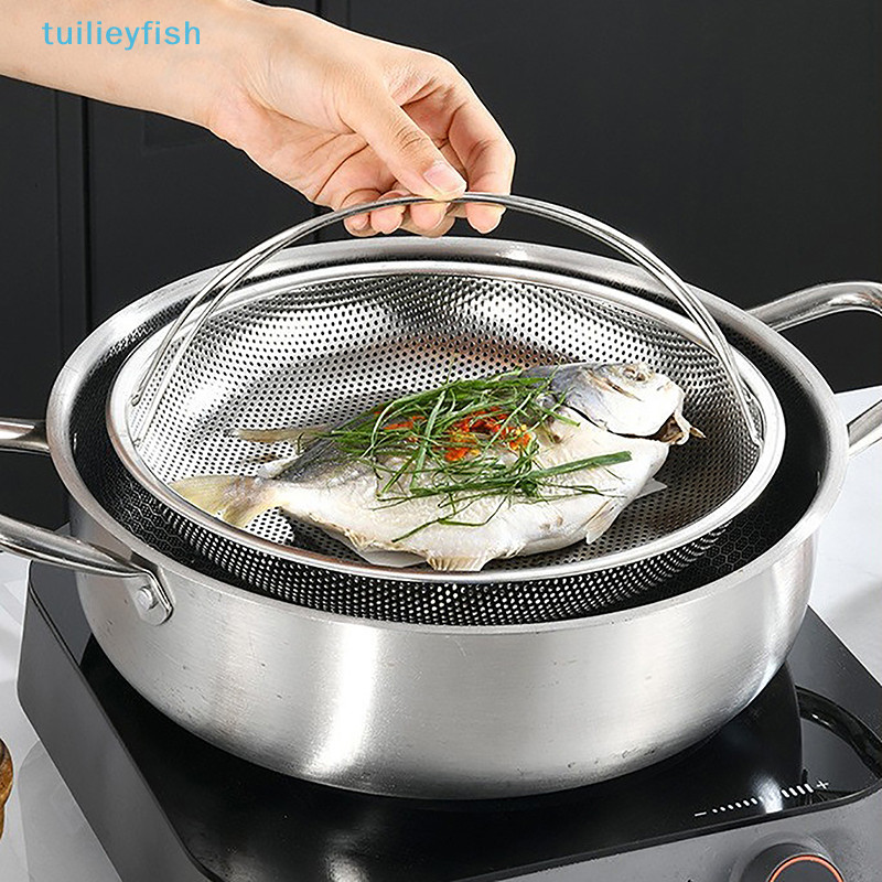 【tuilieyfish】ตะกร้านึ่งอาหาร สเตนเลส พร้อมที่จับ ระบายน้ํา สําหรับทําอาหาร【IH】