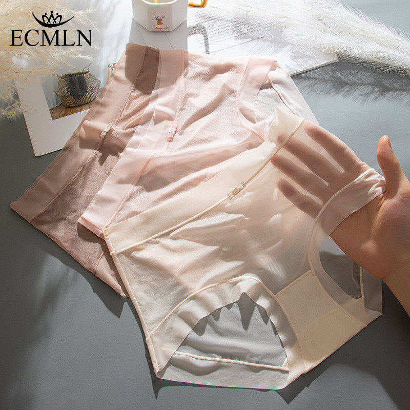Ecmln กางเกงชั้นใน ผ้าเรยอน แบบบางพิเศษ สีนู้ด แฟชั่นฤดูร้อน สไตล์ญี่ปุ่น สําหรับผู้หญิง
