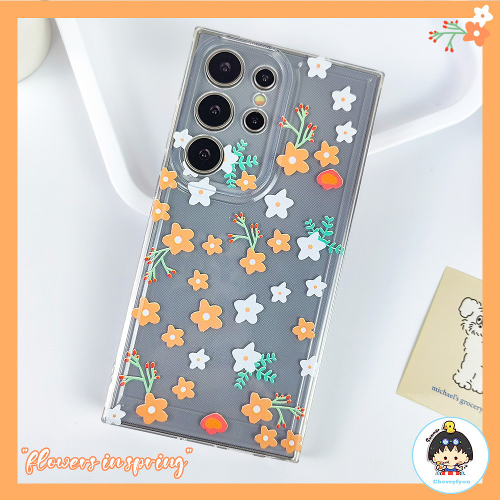 เคสโทรศัพท์มือถือแบบนิ่ม TPU ใส กันกระแทก ลายดอกไม้ ฤดูร้อน สําหรับ SAMSUNG S24 S23 S22 S21 Ultra S24 S23 S22 S21 Plus S23 S21 FE